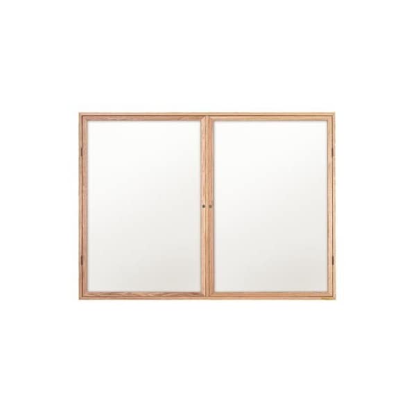 48"x36" 2-Door Wet/Dry Erase, Black Porcelain/Lt Oak Frame